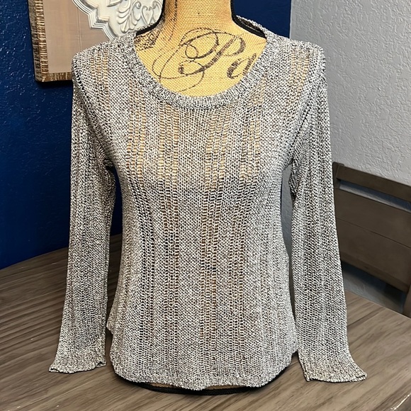 ALICE + OLIVIA GRAY KNIT LONG SLLEVE SWEATER TOP XS - Picture 1 of 15